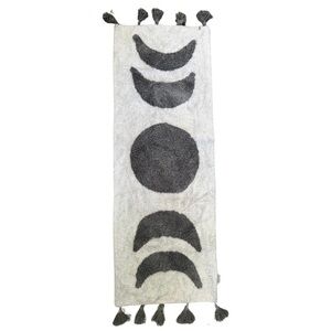 Hand Crafted Moon Phase Bathroom Runner Rug with Tassels